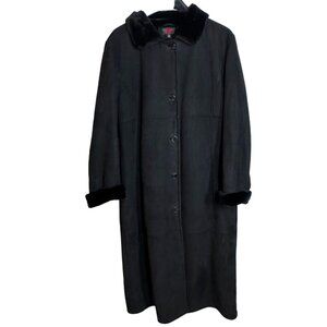 Gallery‎ Womens Maxi Coat Faux Suede Thick Winter Size L Black